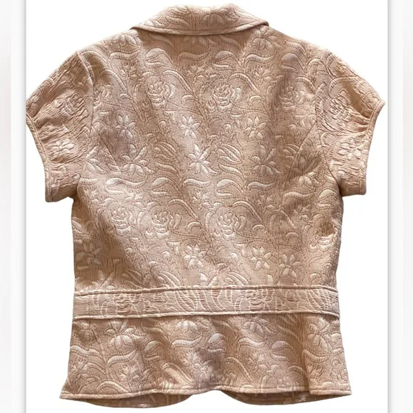 Arden B Brocade Cream & White Three Button Tie Blazer Jacket - Picture 5 of 10